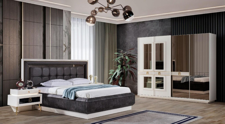 Bedroom Modern Wood Textile Beds Bed Upholstered Bed Luxury Double