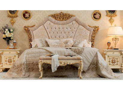 Luxury double bed, fabric beds, bed frame, wood, bedroom, baroque.