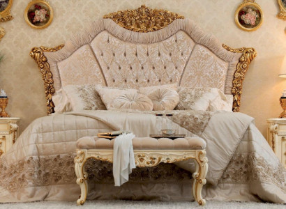Luxury double bed, fabric beds, bed frame, wood, bedroom, baroque.