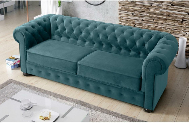 Design sofa couch 3-seater upholstery leather big sofas fabric Chesterfield
