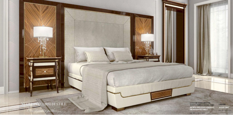 Bedroom set double bed luxury brown group 3-piece set