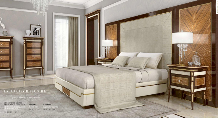 Bedroom set double bed luxury brown group 3-piece set