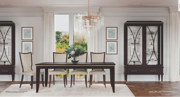 Dining room suite, extendable dining table, chairs, sideboard, display cabinet, 7-piece set