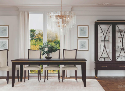 Dining room suite, extendable dining table, chairs, sideboard, display cabinet, 7-piece set