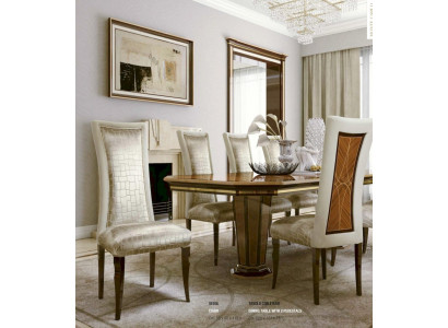 Dining set dining table chairs dining nook luxury wood fabric dining room set 7-piece