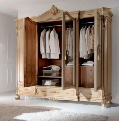 Wardrobe Cabinets Clothes Beige Bedroom Wood Furniture Cabinet