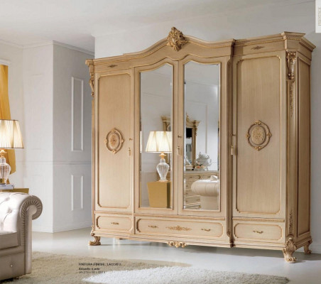 Wardrobe Wood Cabinets Clothes Beige Bedroom Furniture Closet