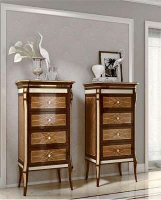 Luxury chest of drawers cabinets wooden furniture brown bedroom set 2-piece