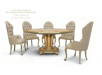 Dining set dining room dining corner dining table chair set six-piece wood luxury beige