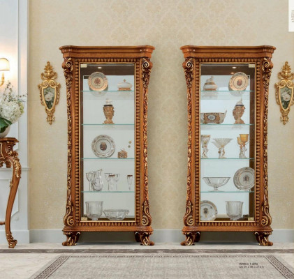 Display cabinets showcases wood luxury living room furniture gold cabinet