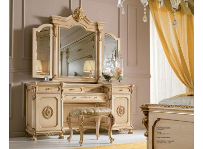 Makeup table mirror luxury console table beige bedroom set