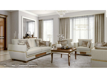 Three-seater sofa 3-seater sofas luxury living room polyester white fabric