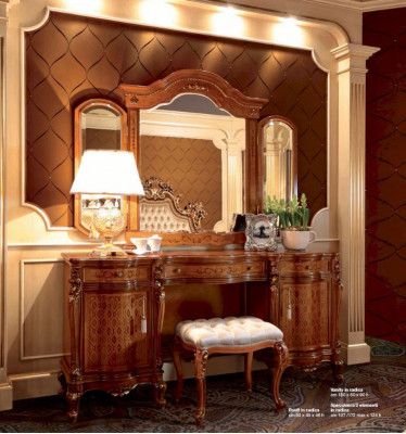 Luxury Vanity Table Mirror Dressing Table Brown Bedroom Set