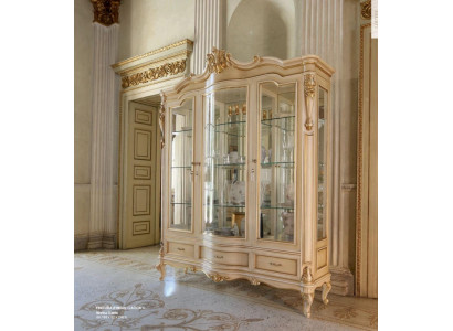Luxury display case beige color perfect furniture for living room wooden display cabinet