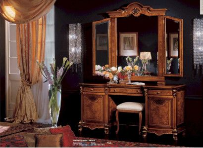 Dressing table, hairdressing table, mirror console table, brown luxury wooden furniture