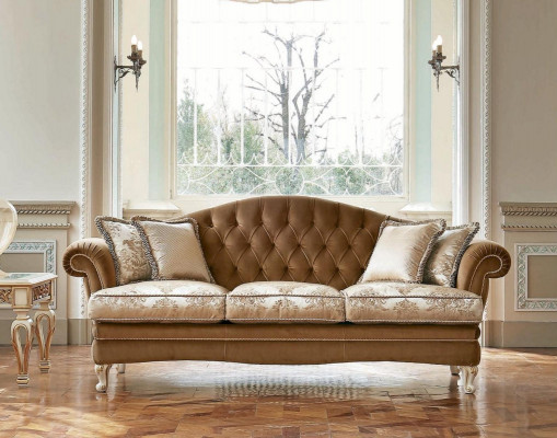 Three-seater sofa 3 seater Chesterfield sofas fabric luxury brown baroque