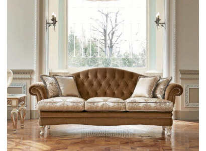 Three-seater sofa 3 seater Chesterfield sofas fabric luxury brown baroque