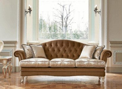 Three-seater sofa 3 seater Chesterfield sofas fabric luxury brown baroque