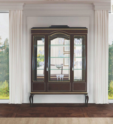 Display cabinets vitrines brown luxury cabinet wood glass living room