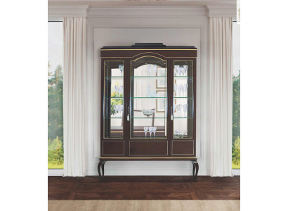 Display cabinets vitrines brown luxury cabinet wood glass living room