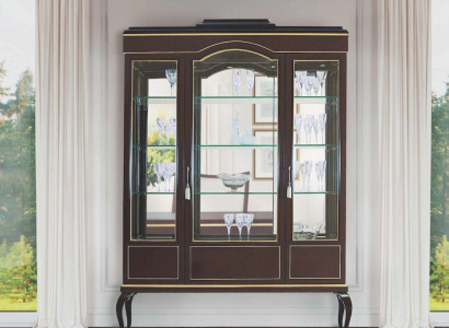 Display cabinets vitrines brown luxury cabinet wood glass living room
