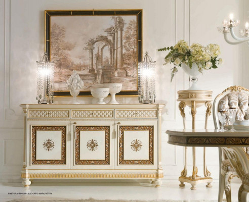 Sideboard made of wood dining room furniture cabinet luxury beige color