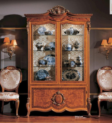 Display cabinets brown large showcases luxury cabinet wood dining room