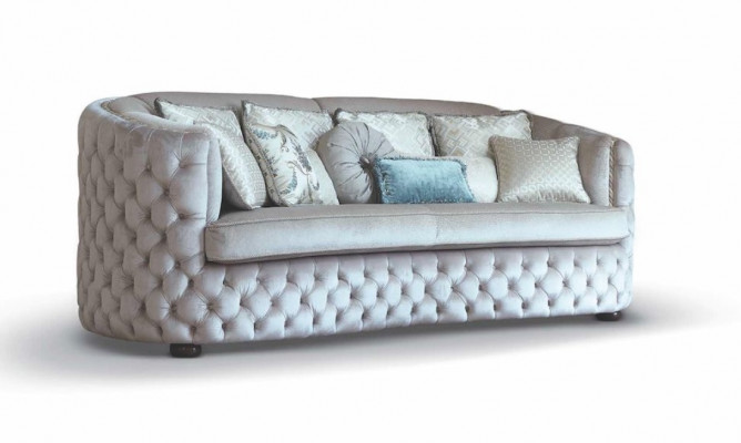 Three-seater Chesterfield sofa, 3-seater sofas, living room, gray fabric