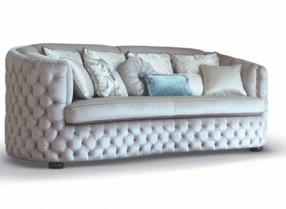 Three-seater Chesterfield sofa, 3-seater sofas, living room, gray fabric