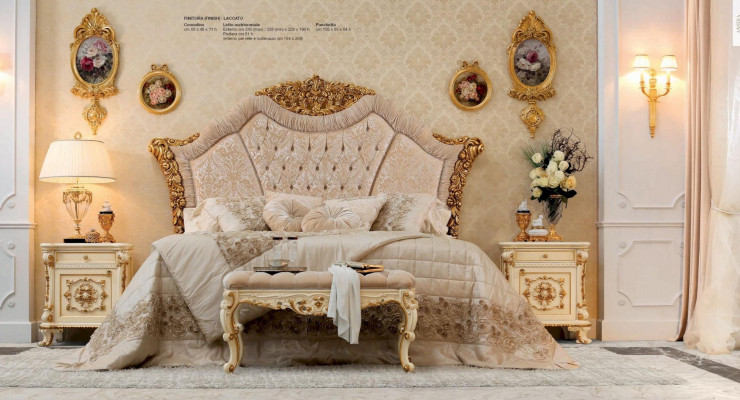 Bedroom suite bed nightstand stool luxury double bed beige