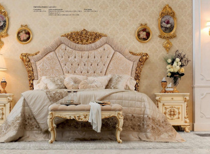 Bedroom suite bed nightstand stool luxury double bed beige