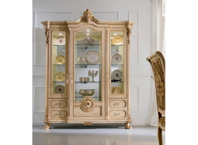 Display cabinet luxury cabinets display cases wood living room furniture beige baroque