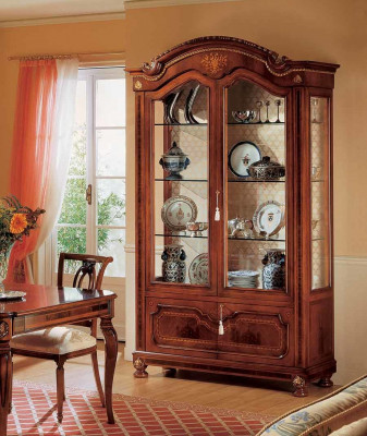 Luxurious display cabinet brown cabinets exclusive furniture living room wood glass