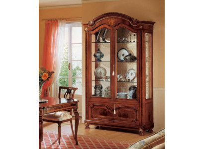 Luxurious display cabinet brown cabinets exclusive furniture living room wood glass