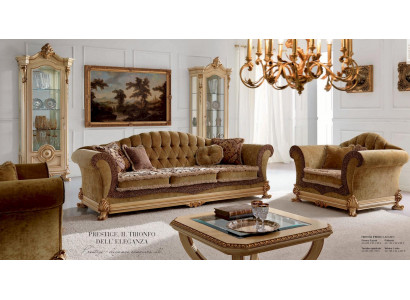 Three-seater sofa 3-seater sofas luxury living room furniture brown fabric