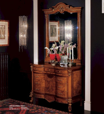 Group Dresser Mirror Vanity Table Console Table Brown Luxury Wood Set