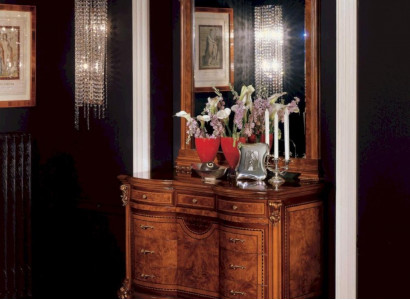 Group Dresser Mirror Vanity Table Console Table Brown Luxury Wood Set