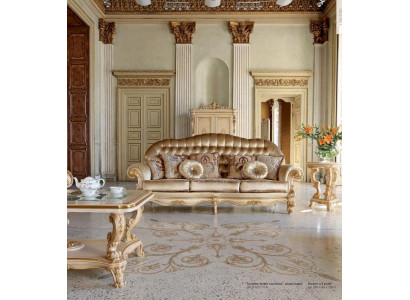 Chesterfield Three-Seater Sofa 3-Seater Sofas Fabric Living Room Gold