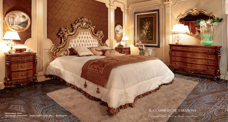 Chesterfield double bed fabric beds bed frame wood baroque style
