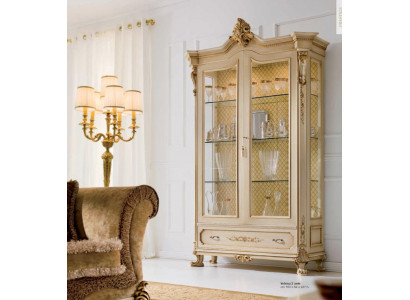 Display luxury cabinets, glass cabinets, wood, living room cabinet, beige, baroque.