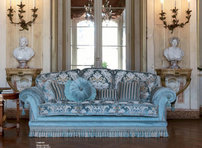 Three-seater sofa 3-seater sofas fabric luxury wood living room furniture blue