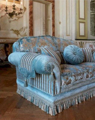 Three-seater sofa 3-seater sofas fabric luxury wood living room furniture blue