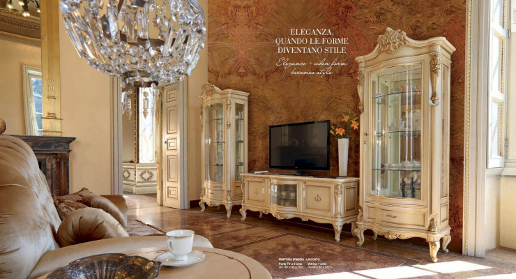 Showcase luxury cabinets wooden display cases living room furniture beige baroque