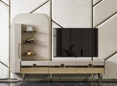 Luxury Wall Unit Italian Style TV Stand Sideboard Gray Living Room