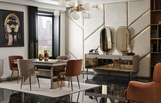 Dining table set dining room living room design Italian style