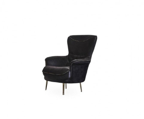Design armchair textile living room black single-seater luxury armchair upholstery