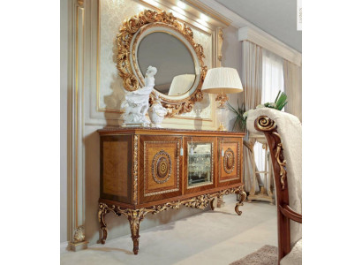 Wall mirror gold oval baroque living room design