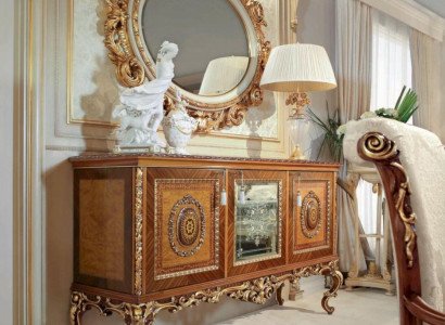 Wall mirror gold oval baroque living room design