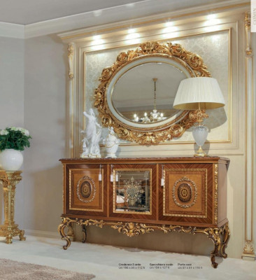 Wall mirror gold oval baroque living room design