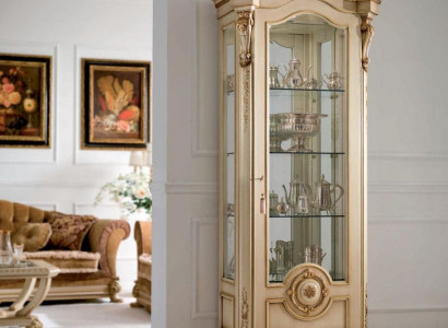 Display cabinets luxury showcases wood living room furniture gold cabinet